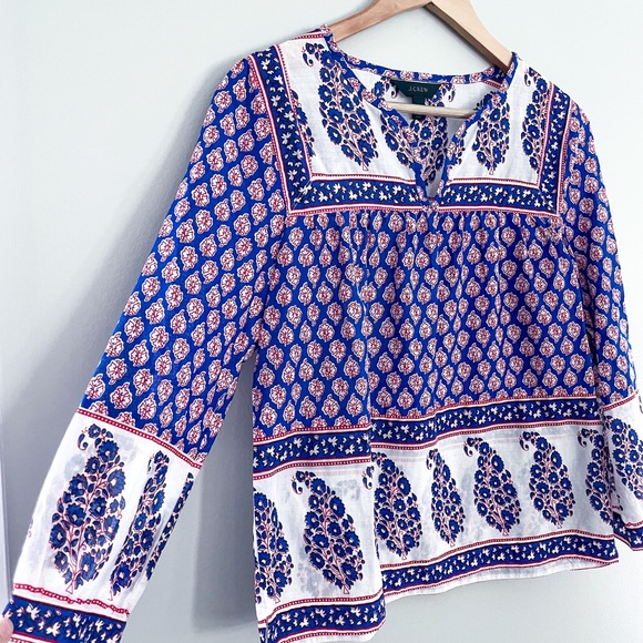 J. Crew Tops - J. Crew Block Print Cotton Voile Top